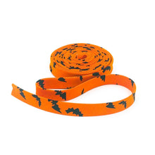 Load image into Gallery viewer, Double Fold Bias Tape 1/2&#39;&#39; Bad To The Bone Bats Orange Black
