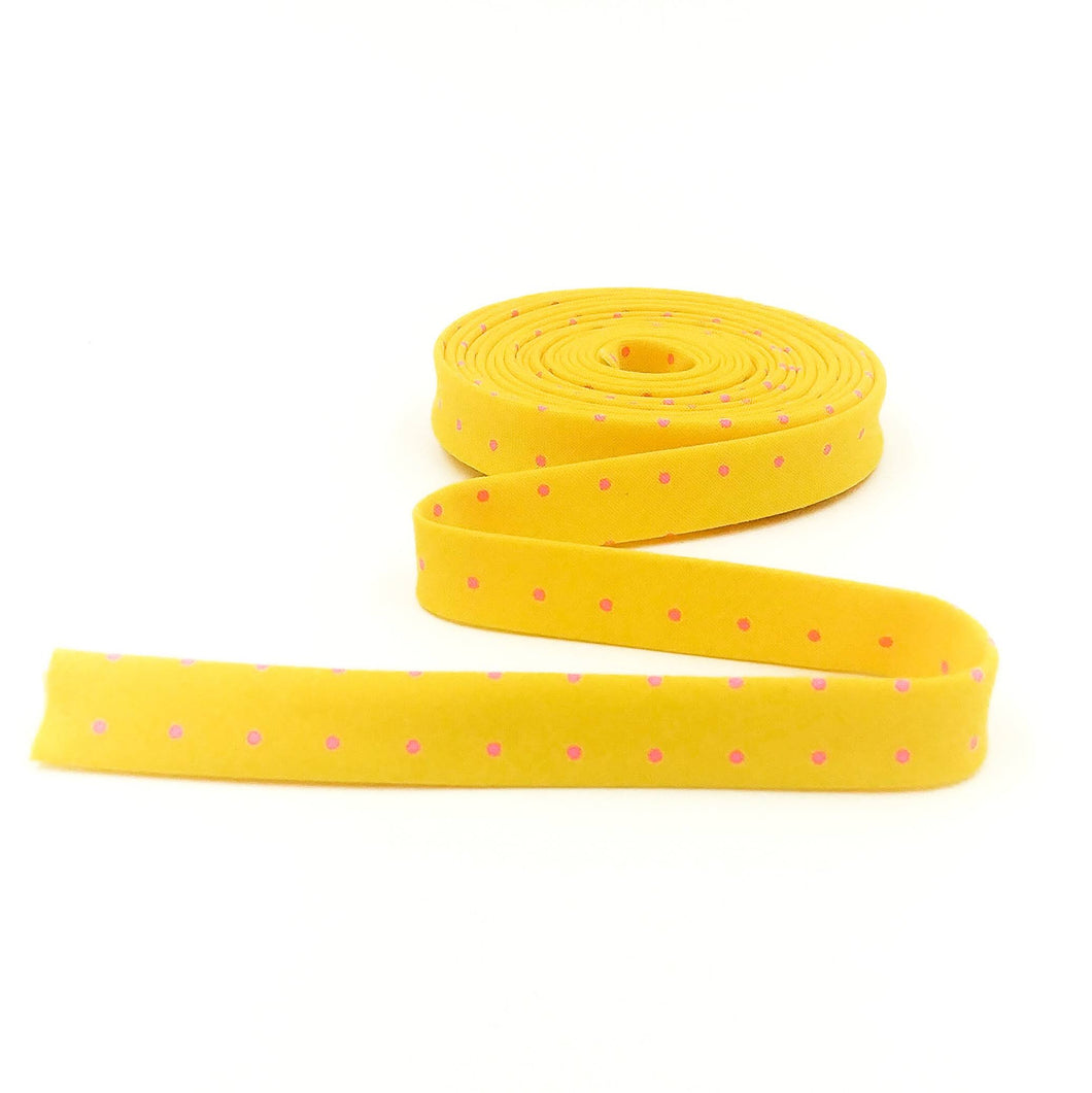 Double Fold Bias Tape 1/2'' True Colors Tiny Dots Flare Yellow Tula Pink