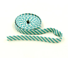 Load image into Gallery viewer, Bias Tape Stripes Aqua &amp; White
